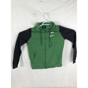 Boston Celtics Jacket Boys Small Green Black NBA Basketball Full Zip Nike